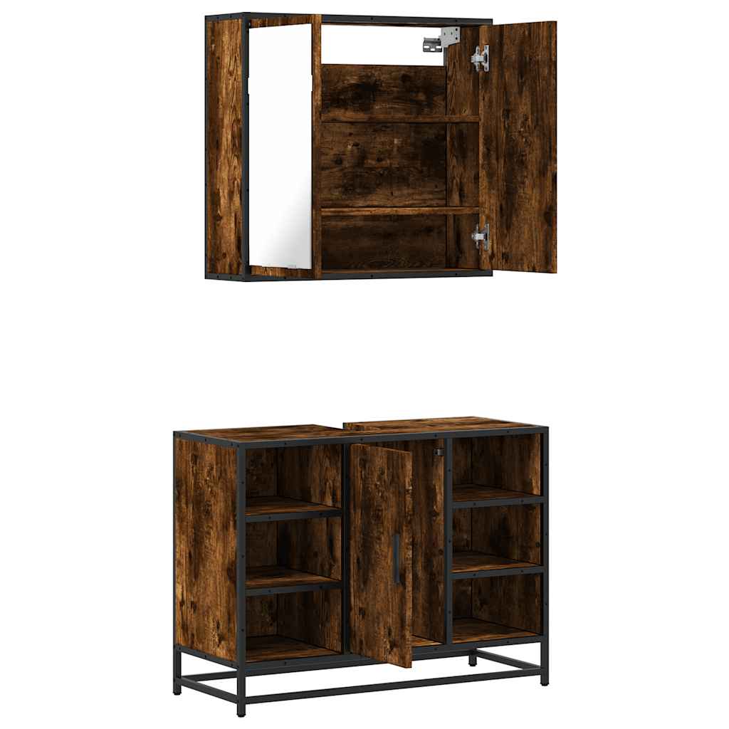 2 Piece Bathroom Furniture Set Engineered Wood