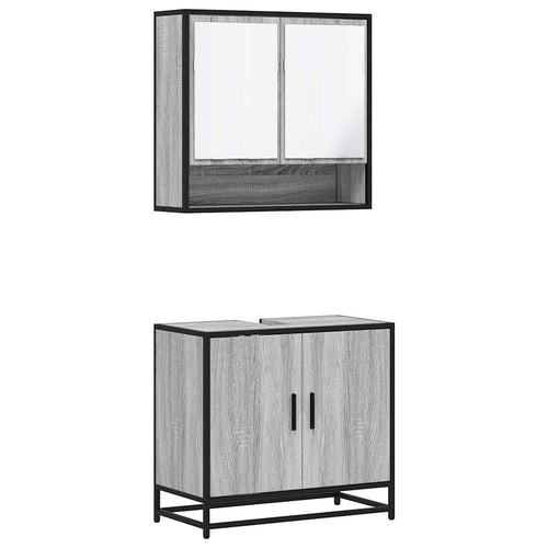 2 Piece Bathroom Furniture Set Engineered Wood