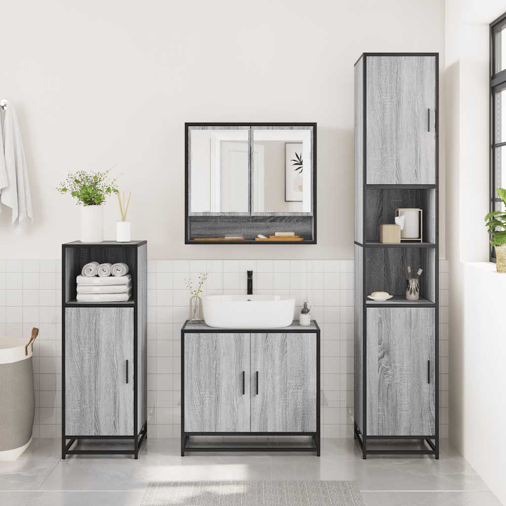 2 Piece Bathroom Furniture Set Engineered Wood