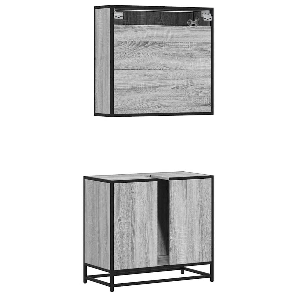 2 Piece Bathroom Furniture Set Engineered Wood