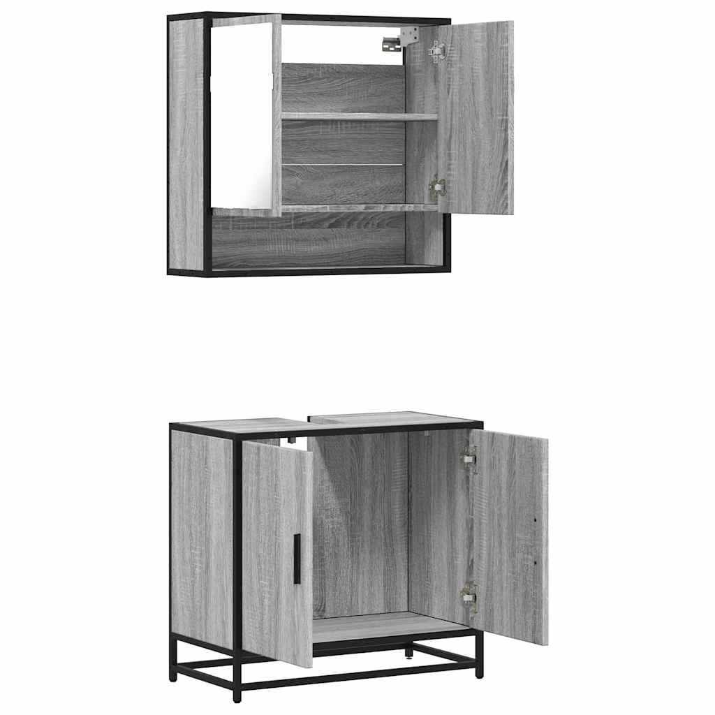 2 Piece Bathroom Furniture Set Engineered Wood