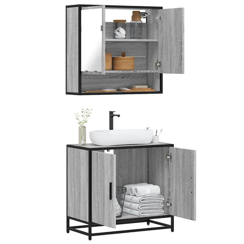 2 Piece Bathroom Furniture Set Engineered Wood