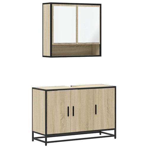 2 Piece Bathroom Furniture Set Engineered Wood