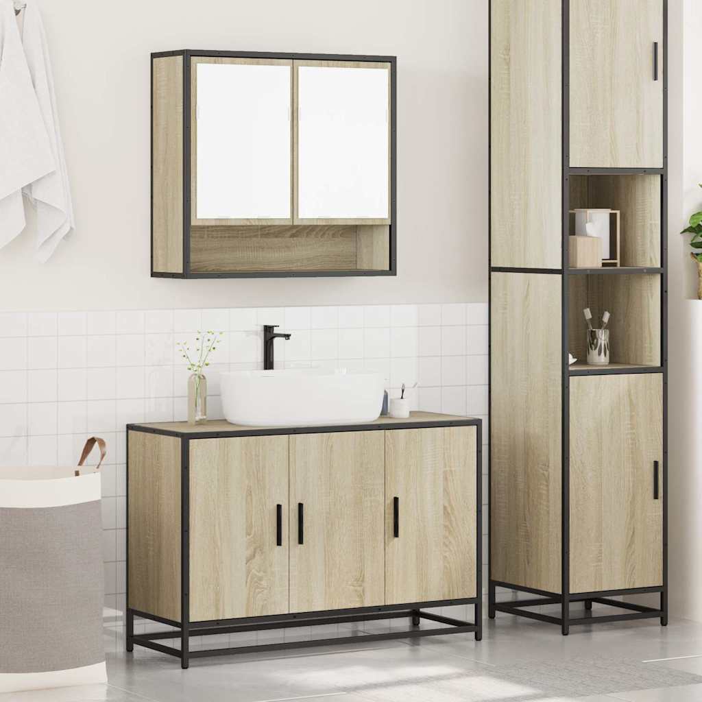 2 Piece Bathroom Furniture Set Engineered Wood