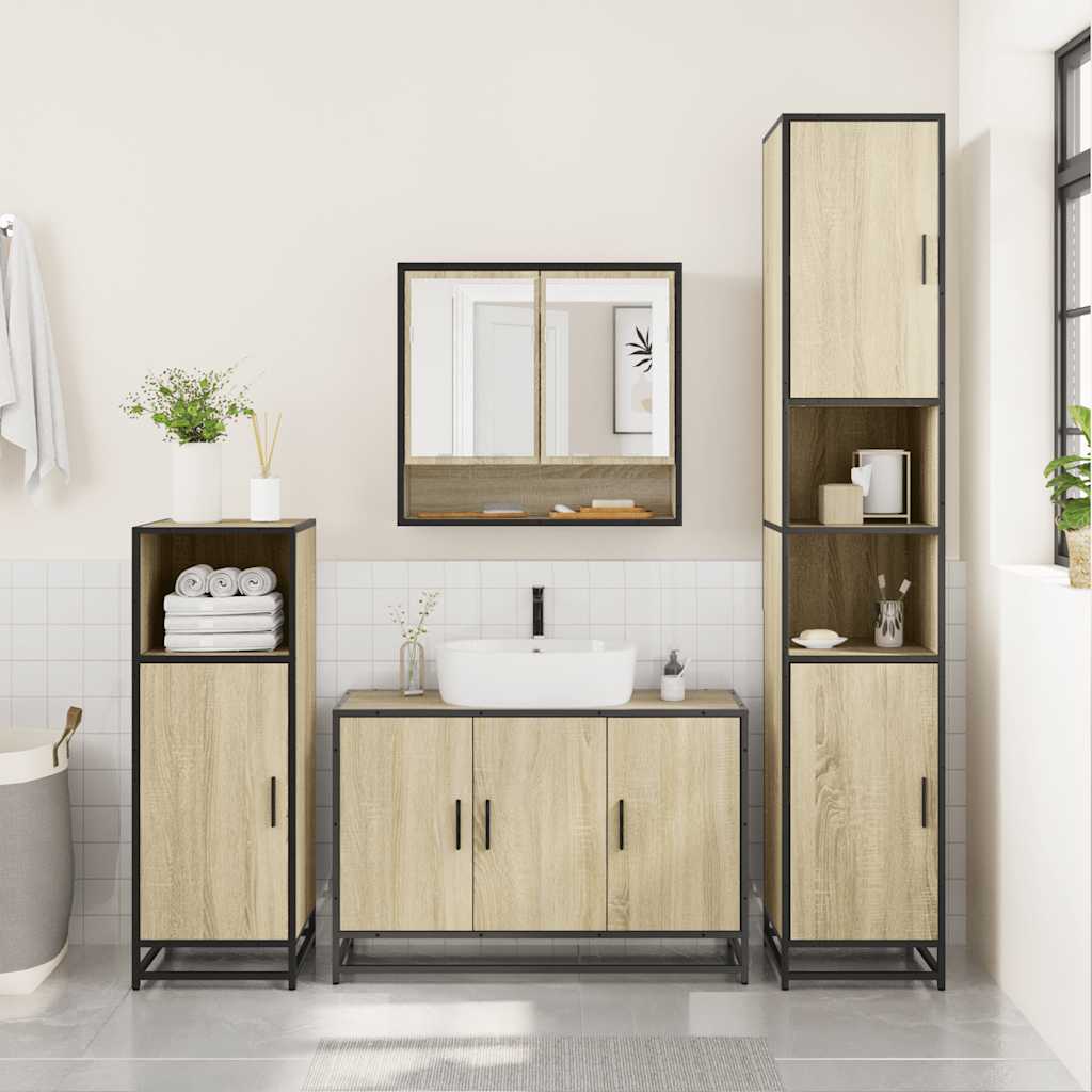 2 Piece Bathroom Furniture Set Engineered Wood
