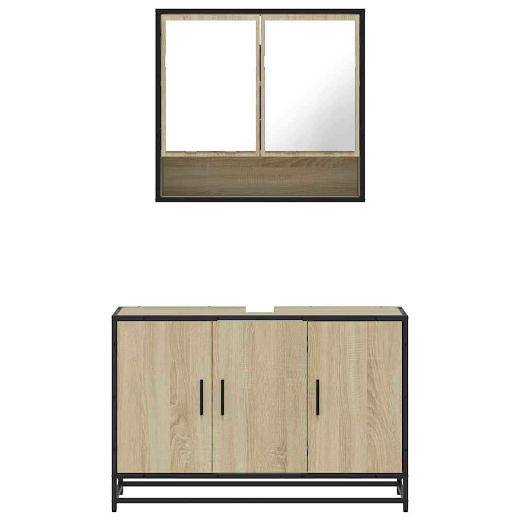 2 Piece Bathroom Furniture Set Engineered Wood