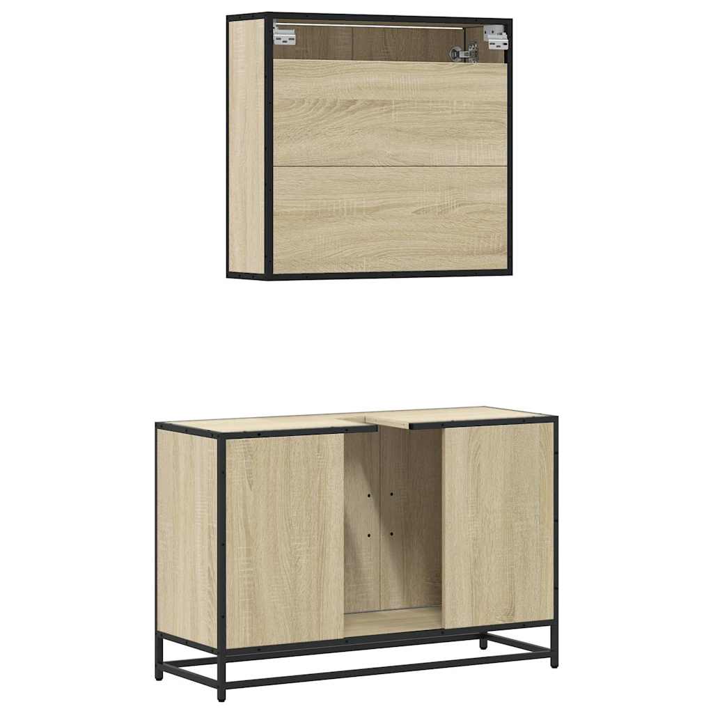 2 Piece Bathroom Furniture Set Engineered Wood