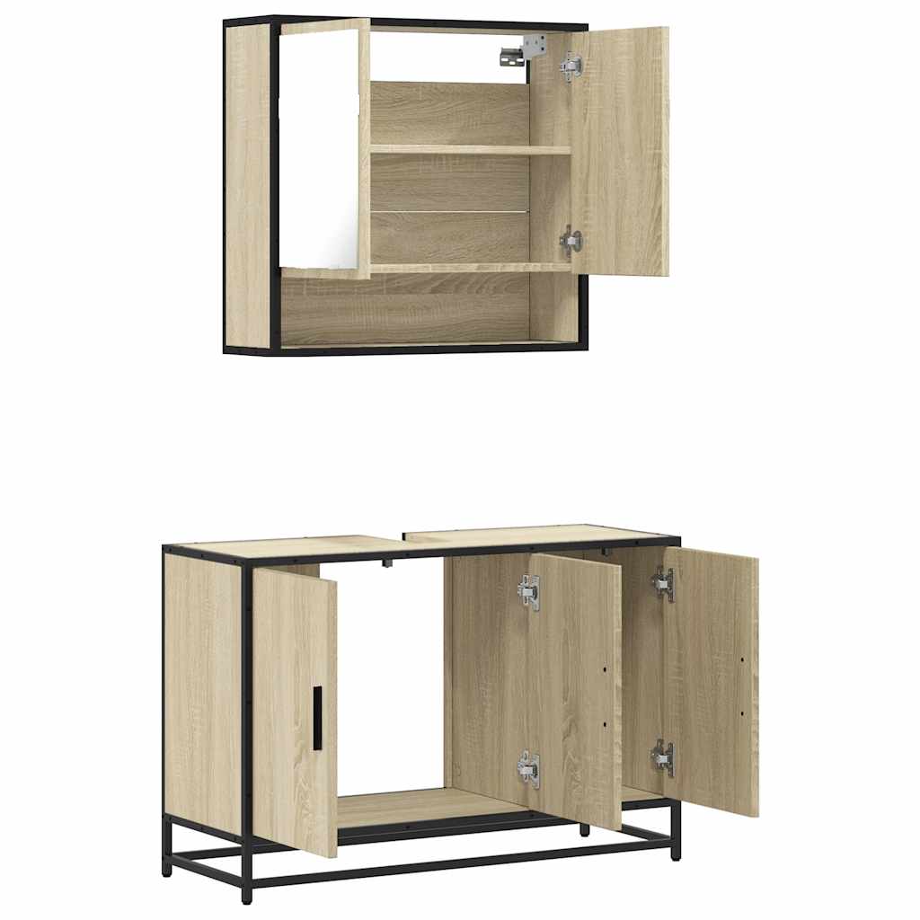 2 Piece Bathroom Furniture Set Engineered Wood