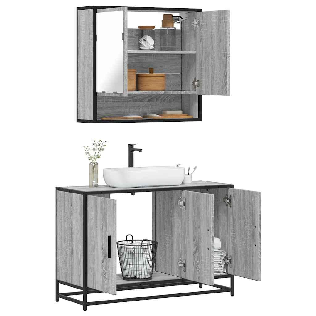 2 Piece Bathroom Furniture Set Engineered Wood