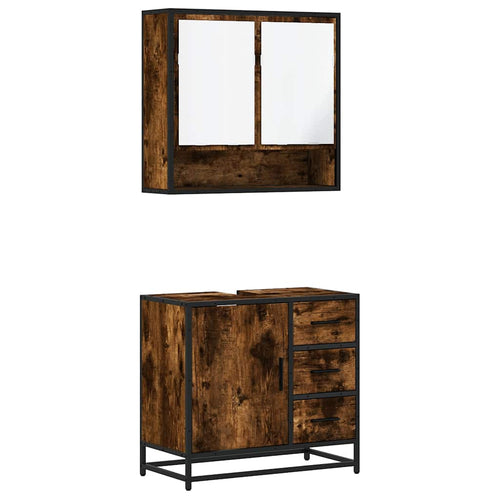 2 Piece Bathroom Furniture Set Engineered Wood
