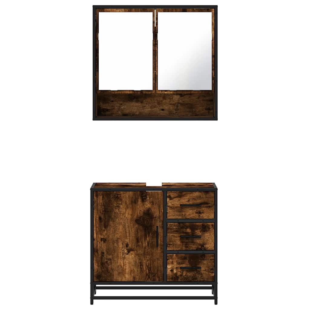 2 Piece Bathroom Furniture Set Engineered Wood