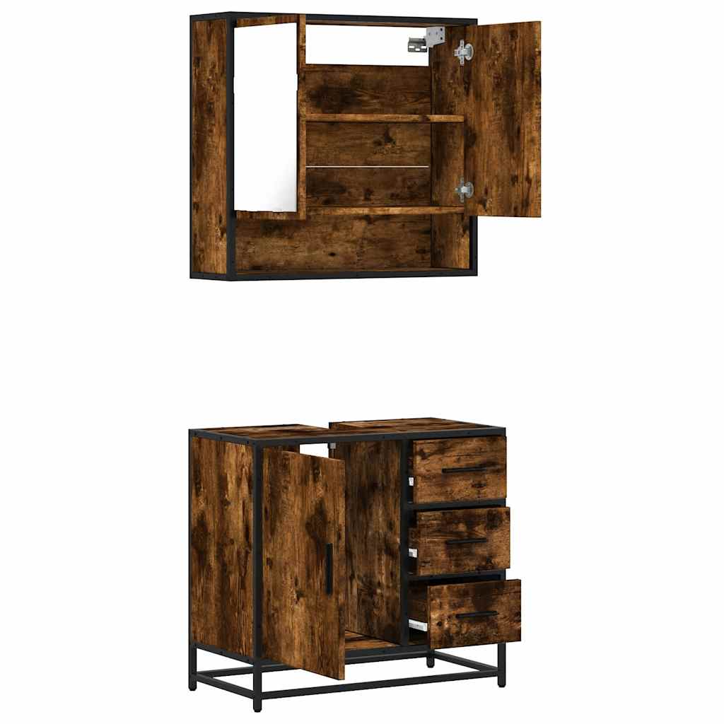 2 Piece Bathroom Furniture Set Engineered Wood