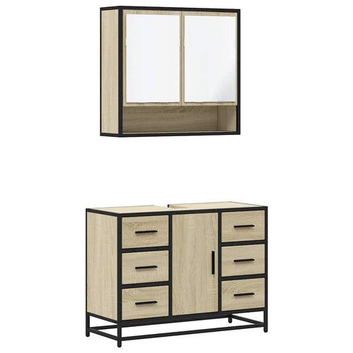 2 Piece Bathroom Furniture Set Engineered Wood