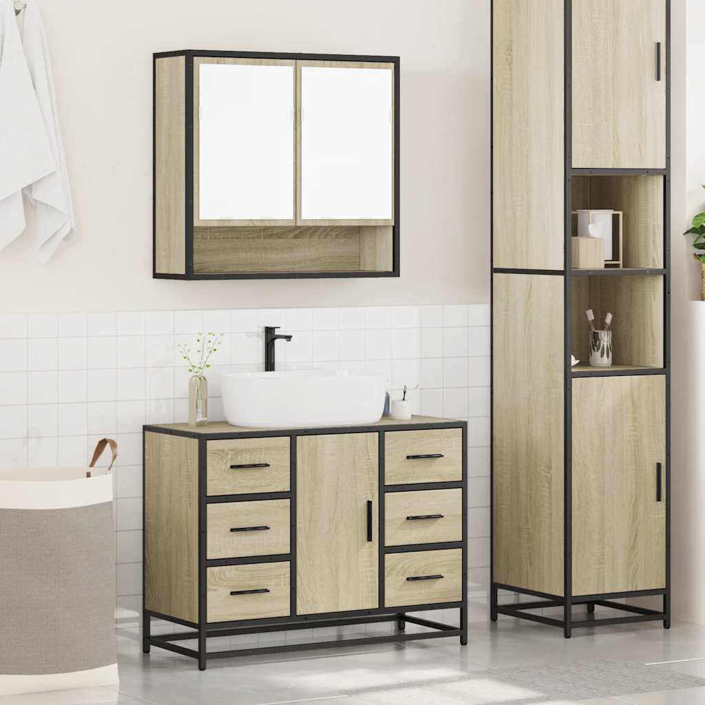 2 Piece Bathroom Furniture Set Engineered Wood