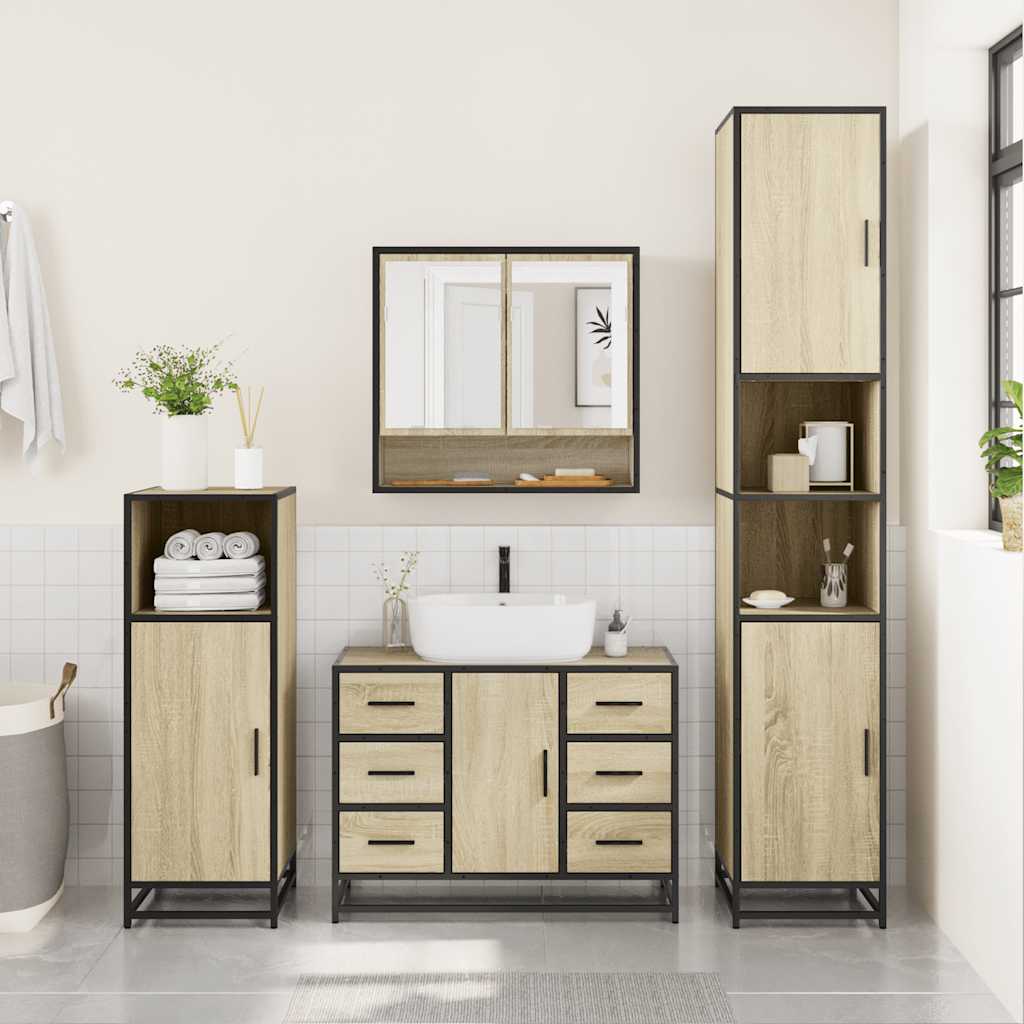 2 Piece Bathroom Furniture Set Engineered Wood