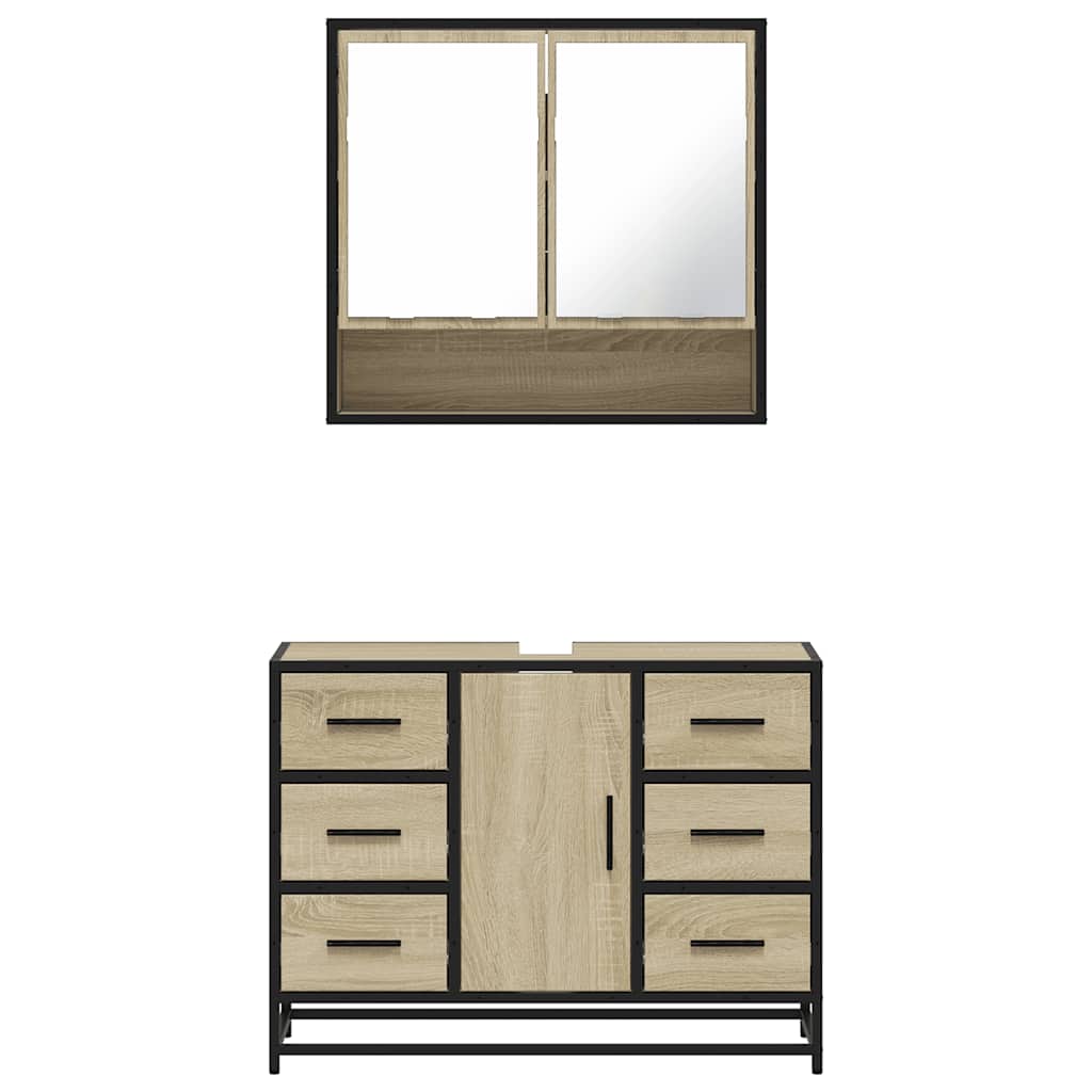 2 Piece Bathroom Furniture Set Engineered Wood