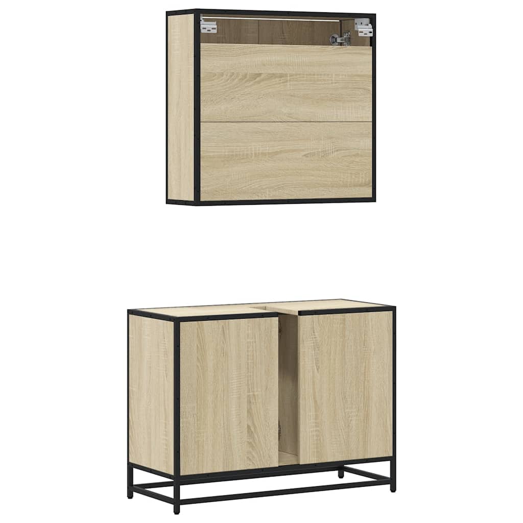 2 Piece Bathroom Furniture Set Engineered Wood