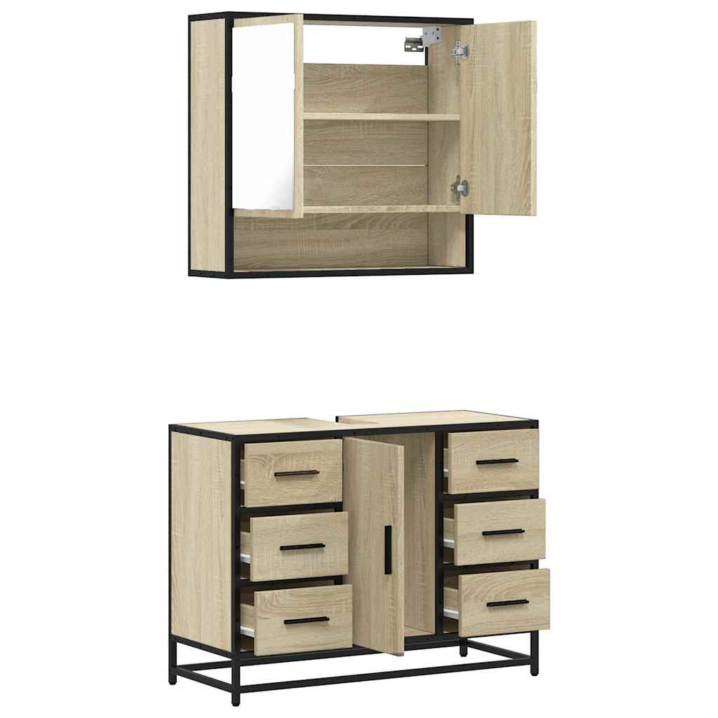 2 Piece Bathroom Furniture Set Engineered Wood