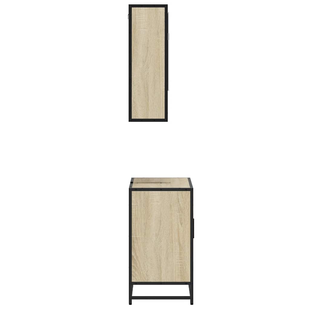 Bathroom Furniture Set 2 Piece Engineered Wood Sonoma Oak Black Oak Grey Sonoma