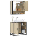 Bathroom Furniture Set 2 Piece Engineered Wood Sonoma Oak Black Oak Grey Sonoma