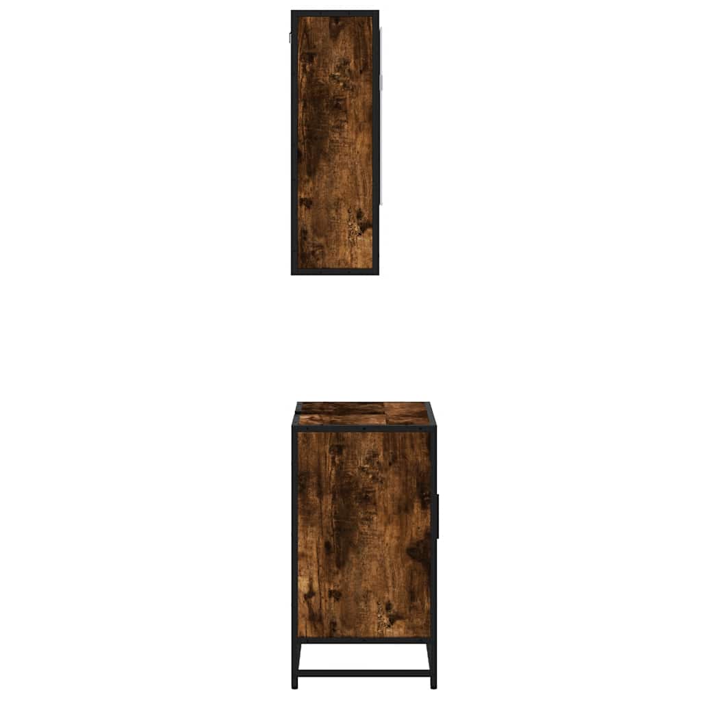 Bathroom Furniture Set 2 Piece Engineered Wood Sonoma Oak Black Oak Grey Sonoma