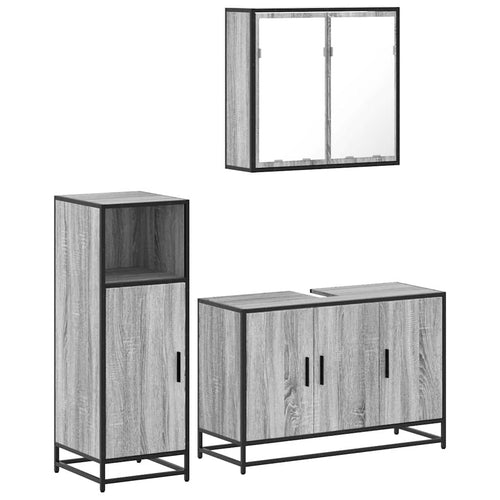 3 Piece Bathroom Furniture Set Engineered Wood
