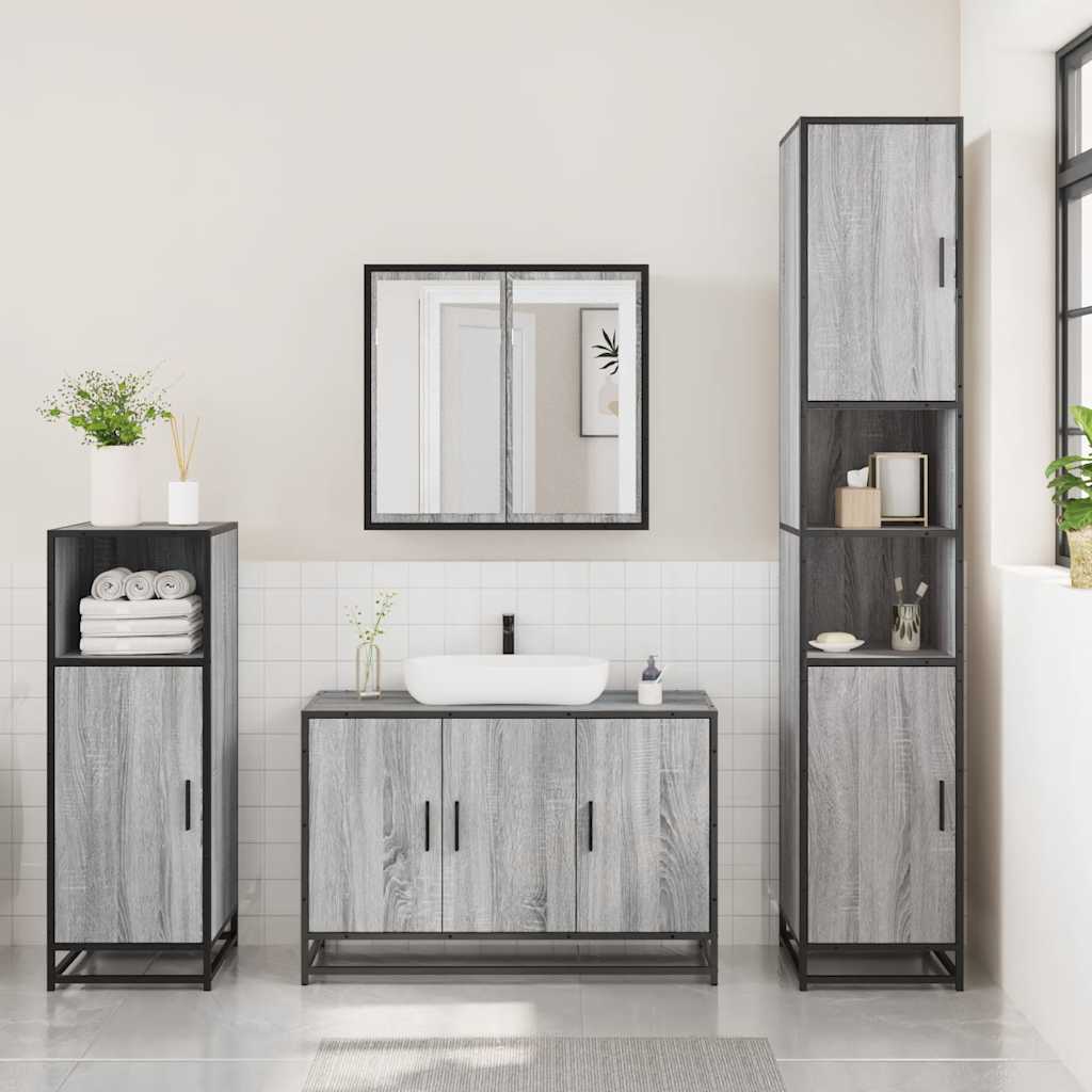 3 Piece Bathroom Furniture Set Engineered Wood