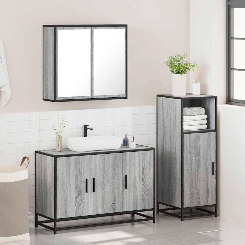 3 Piece Bathroom Furniture Set Engineered Wood