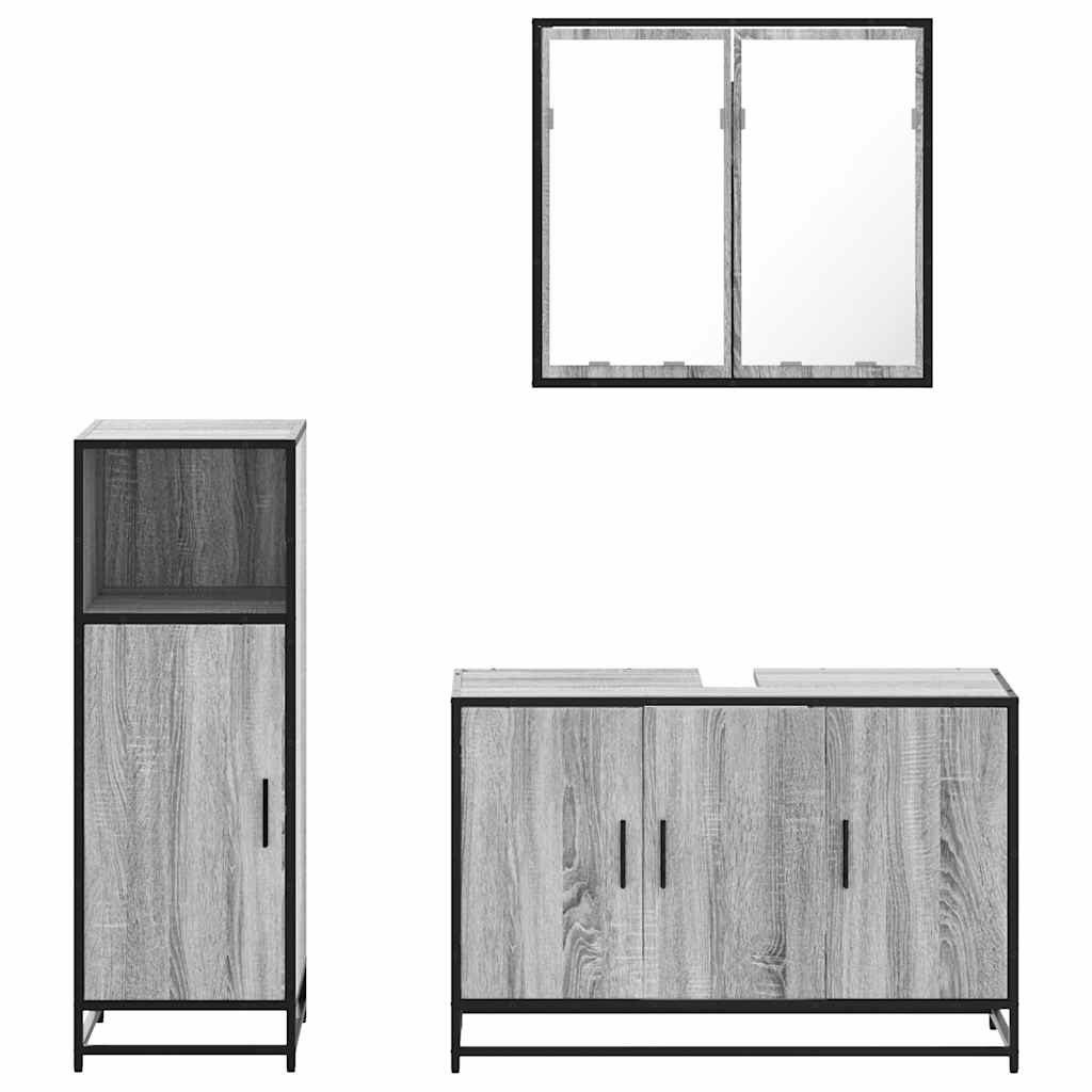 3 Piece Bathroom Furniture Set Engineered Wood