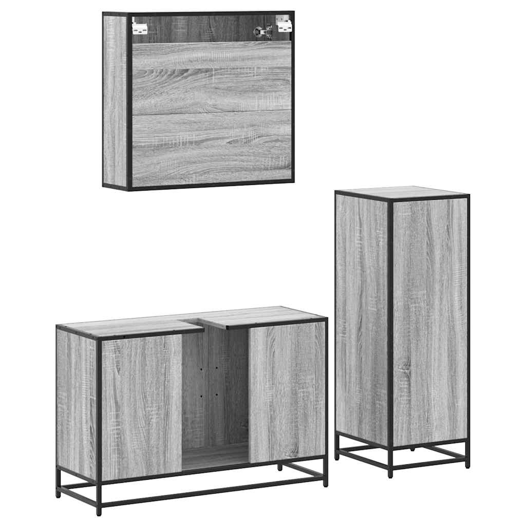 3 Piece Bathroom Furniture Set Engineered Wood