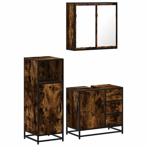 3 Piece Bathroom Furniture Set Engineered Wood