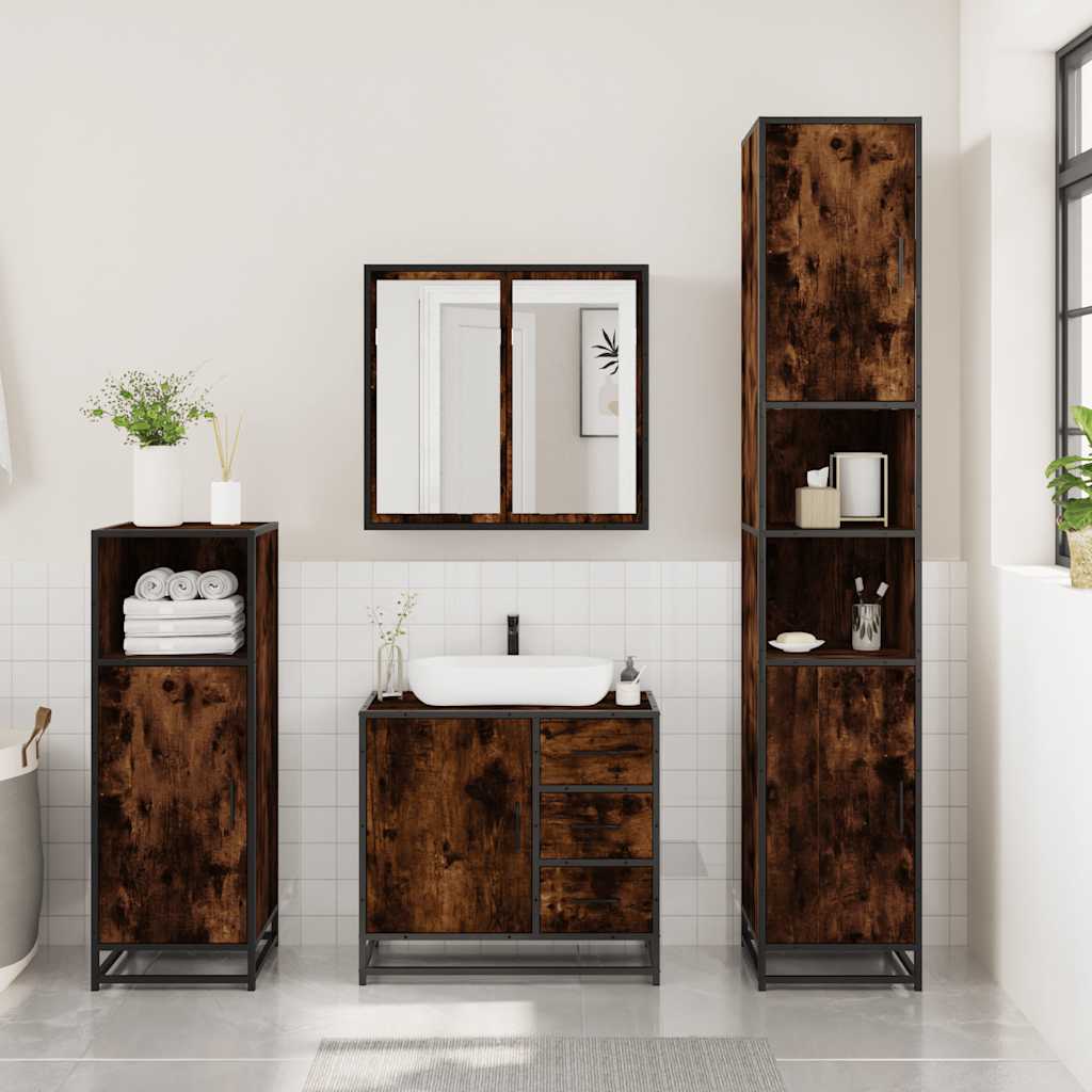 3 Piece Bathroom Furniture Set Engineered Wood