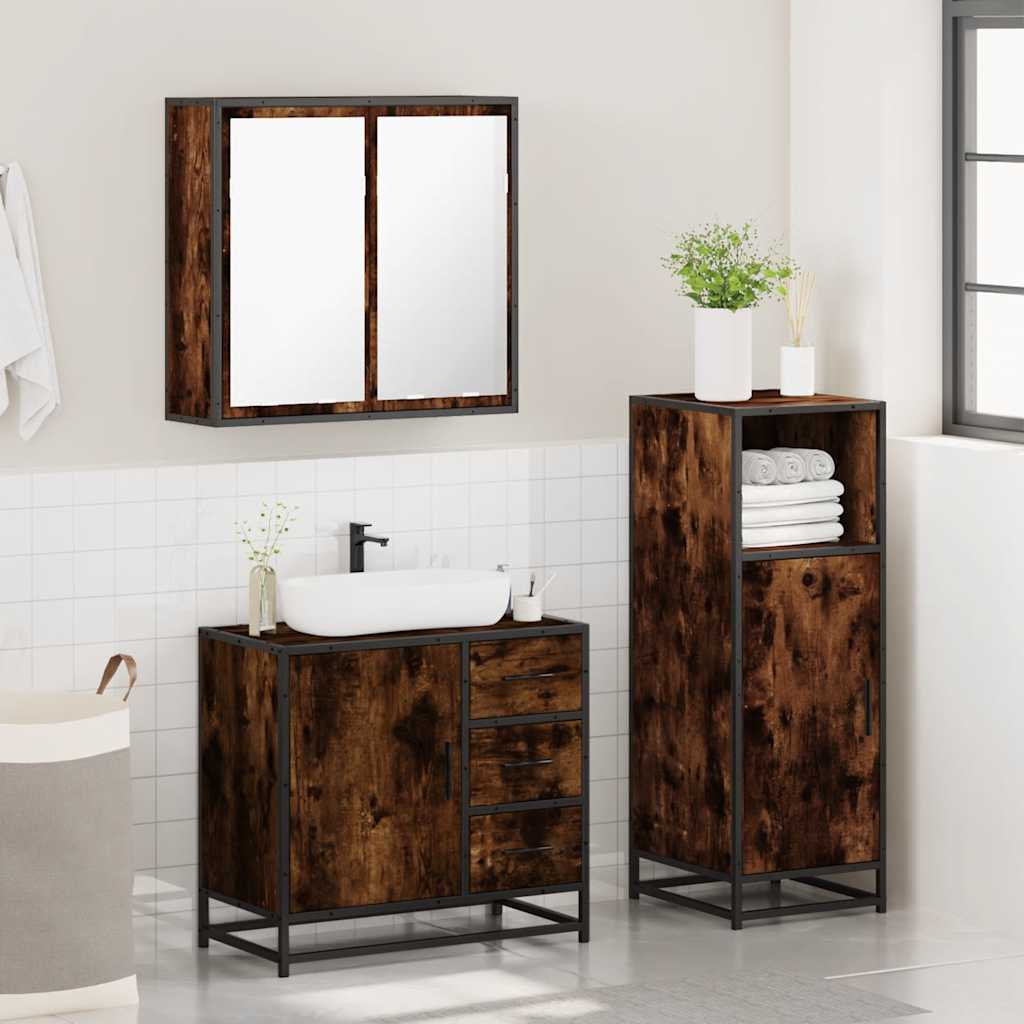 3 Piece Bathroom Furniture Set Engineered Wood
