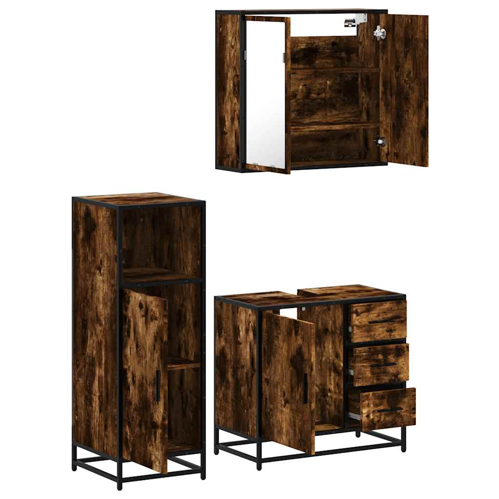3 Piece Bathroom Furniture Set Engineered Wood