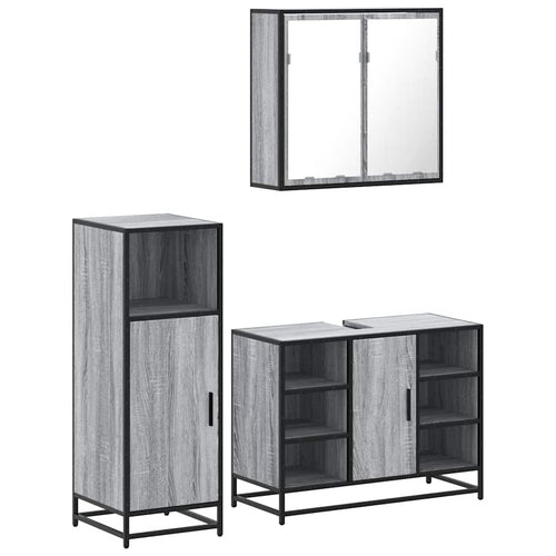 3 Piece Bathroom Furniture Set Engineered Wood