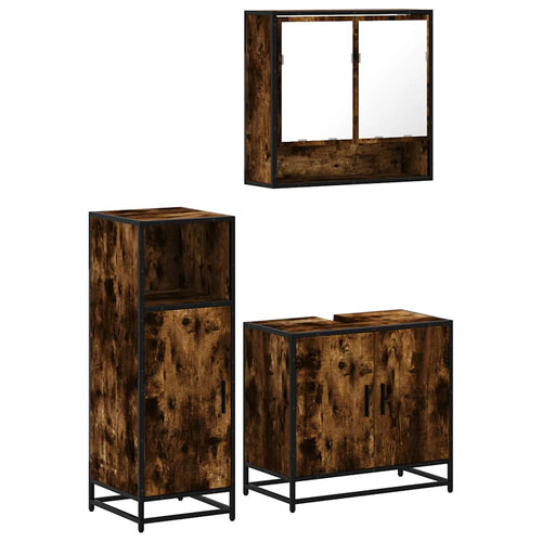 3 Piece Bathroom Furniture Set Engineered Wood