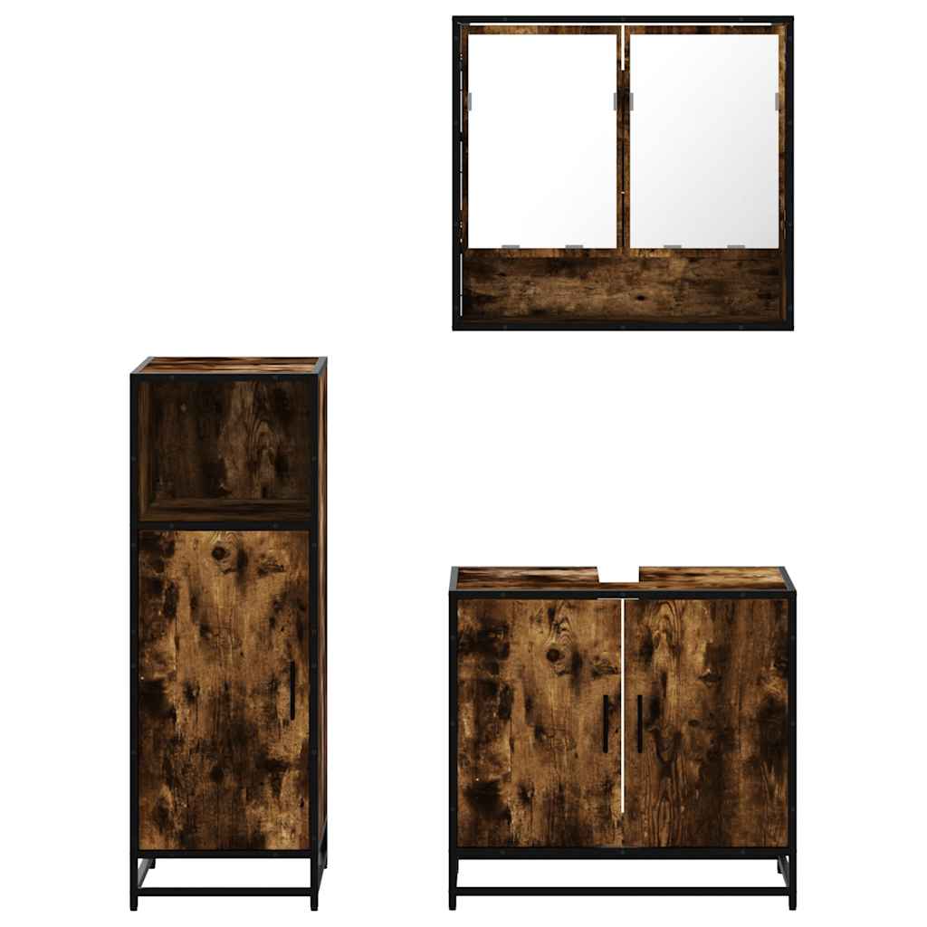 3 Piece Bathroom Furniture Set Engineered Wood