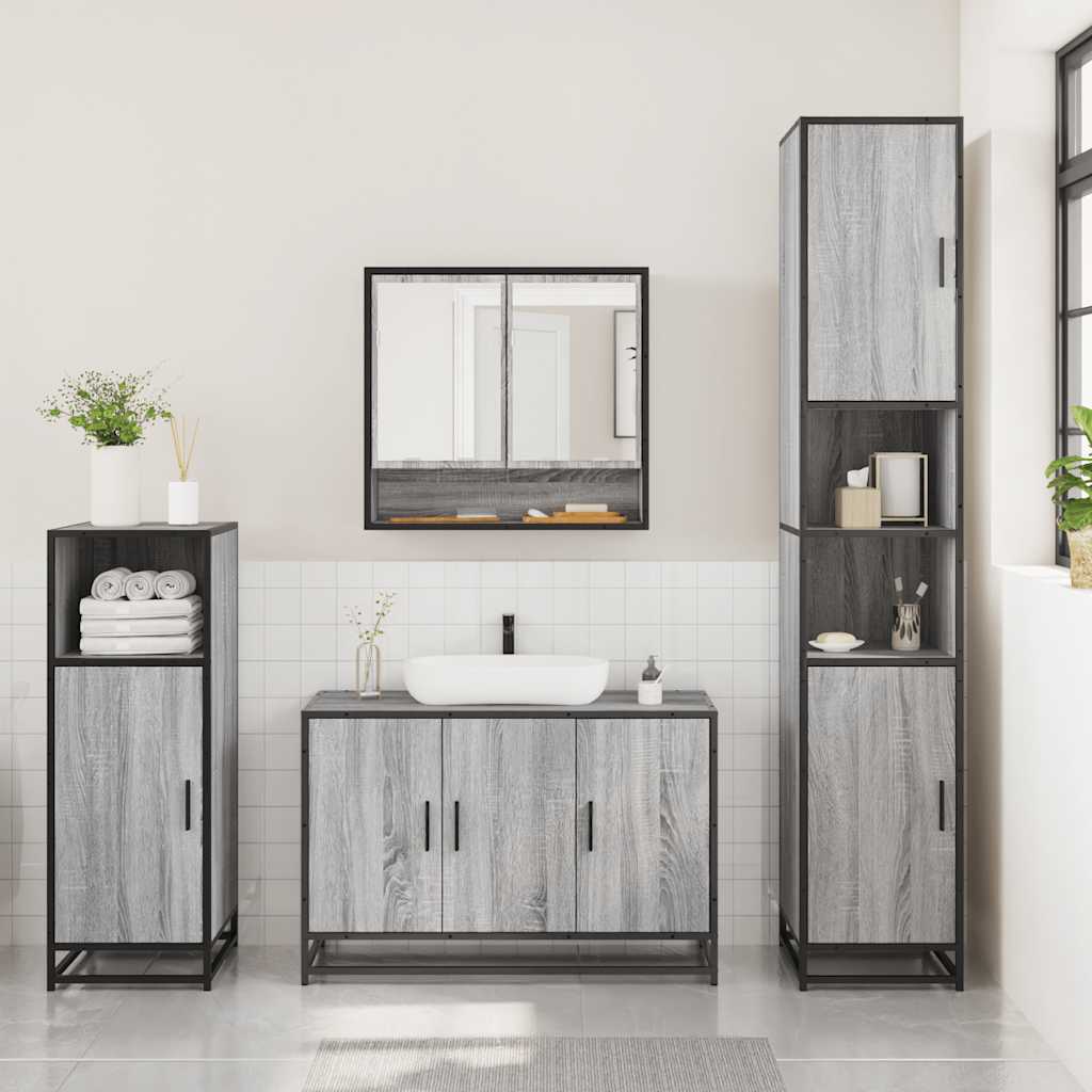 3 Piece Bathroom Furniture Set Engineered Wood
