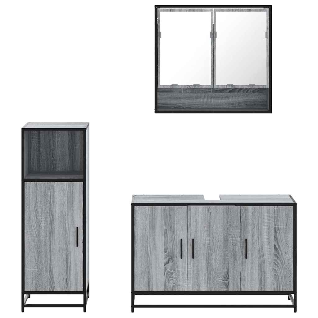 3 Piece Bathroom Furniture Set Engineered Wood