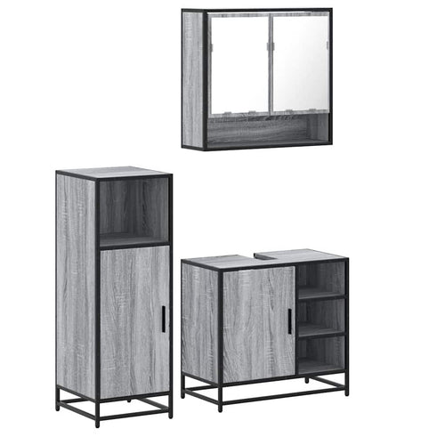 3 Piece Bathroom Furniture Set Engineered Wood