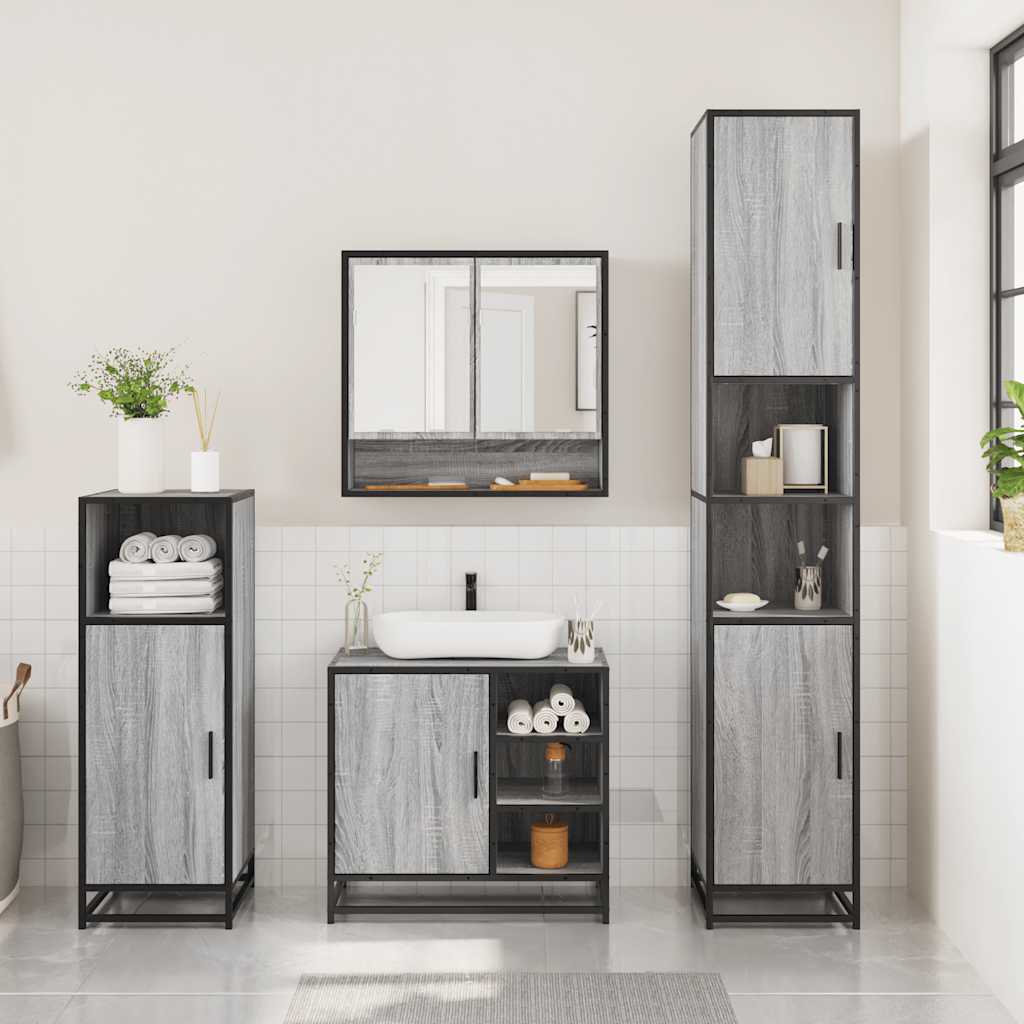 3 Piece Bathroom Furniture Set Engineered Wood