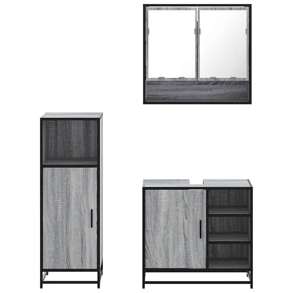 3 Piece Bathroom Furniture Set Engineered Wood