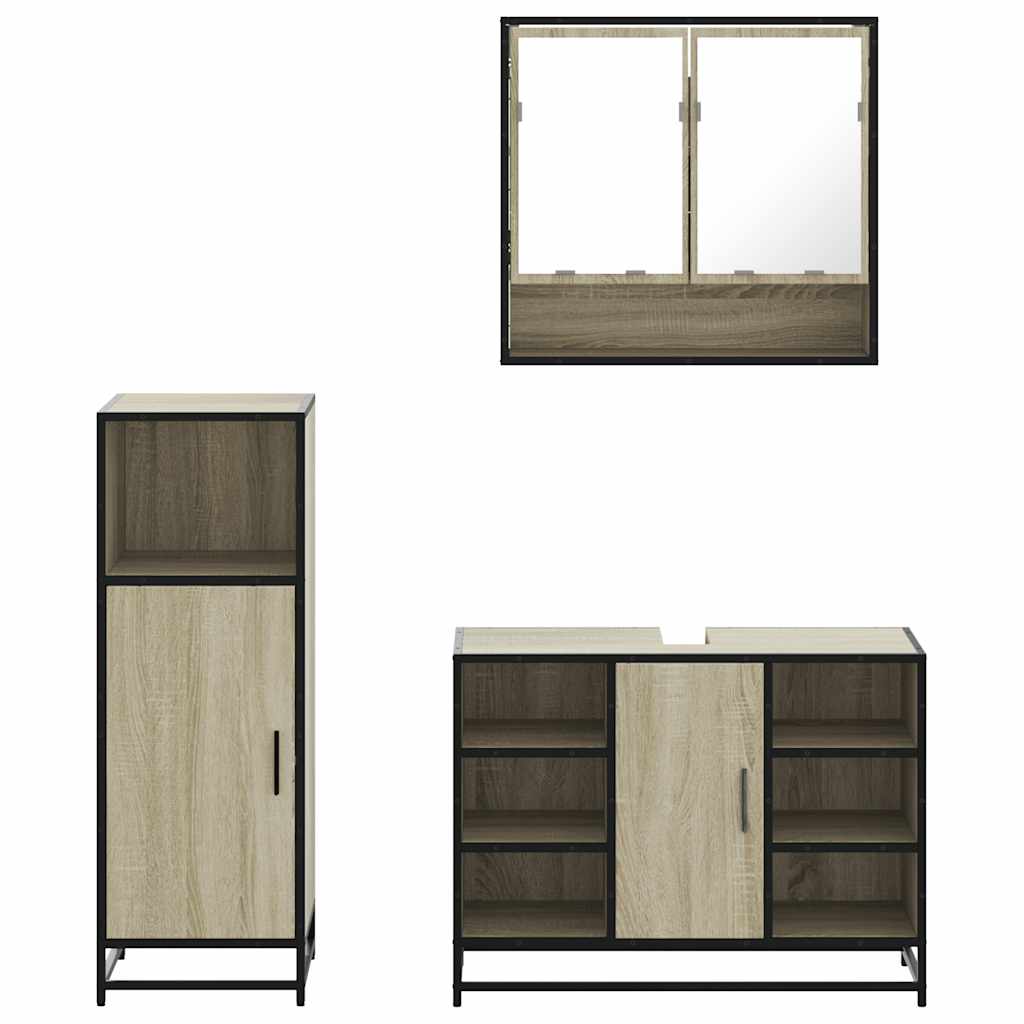 Bathroom Furniture Set 3 Piece Engineered Wood Bathroom Storage Modern Home