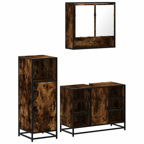 3 Piece Bathroom Furniture Set Engineered Wood