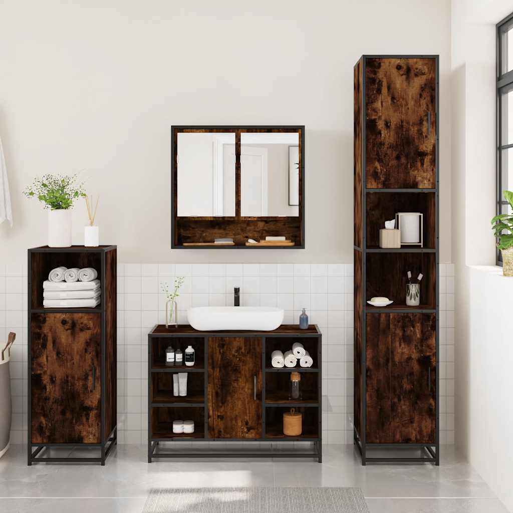 Bathroom Furniture Set 3 Piece Engineered Wood Bathroom Storage Modern Home