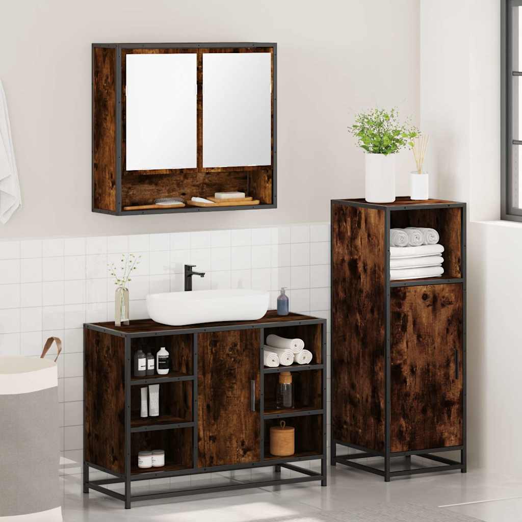 Bathroom Furniture Set 3 Piece Engineered Wood Bathroom Storage Modern Home
