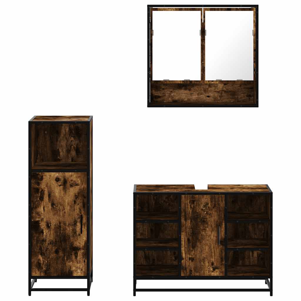 Bathroom Furniture Set 3 Piece Engineered Wood Bathroom Storage Modern Home