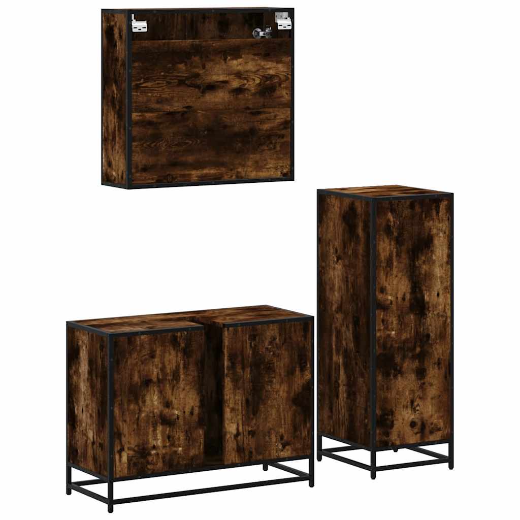 Bathroom Furniture Set 3 Piece Engineered Wood Bathroom Storage Modern Home