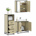3 Piece Bathroom Furniture Set Engineered Wood