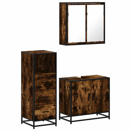 3 Piece Bathroom Furniture Set Engineered Wood